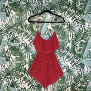 Billabong Dark coral/red strapless romper